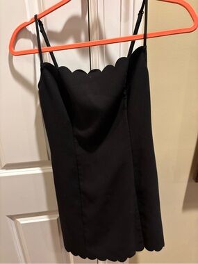 Likely Black Scalloped Spaghetti-Strap Dress
